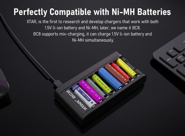 XTAR BC8 AA/AAA lader 0.5A
