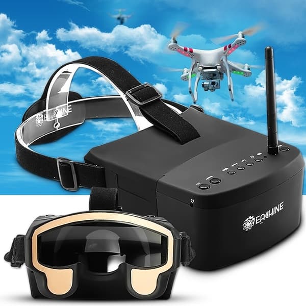Original Eachine EV800 5'' 800x480 FPV HD LCD VR Goggles med høj lysstyrke 5,8G 40CH Raceband Auto-søgning med 3,7V/2000mAh batteri