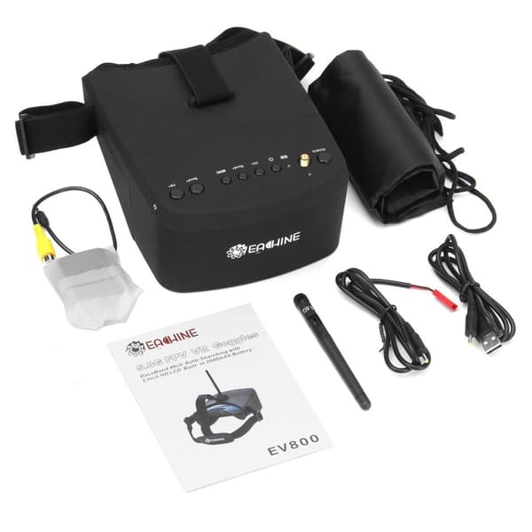 Original Eachine EV800 5'' 800x480 FPV HD LCD VR Goggles med høj lysstyrke 5,8G 40CH Raceband Auto-søgning med 3,7V/2000mAh batteri
