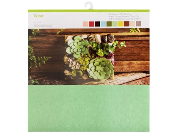 Cricut Summer Sky Sampler - askartelutarvikkeet - 305 x 305 mm - 10 arkkia - harmaa, punainen, vaaleankeltainen, vihreä, ruskea, persikka, vaaleansin