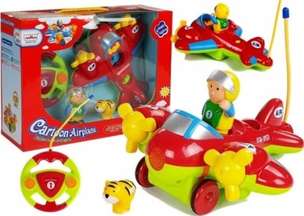 Lean Toys radiostyrt rødt fly med lys- og lydeffekter
