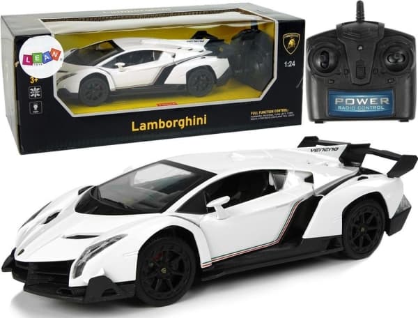 LeanToys Sports Car R/C 1:24 Lamborghini Veneno Hvit 2,4 G lys