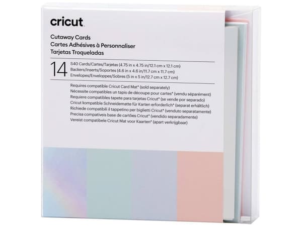 Cricut Pastel Sampler - Cutaway card set - vit, powder blue, tulip, whispering blue, silver matte holographic