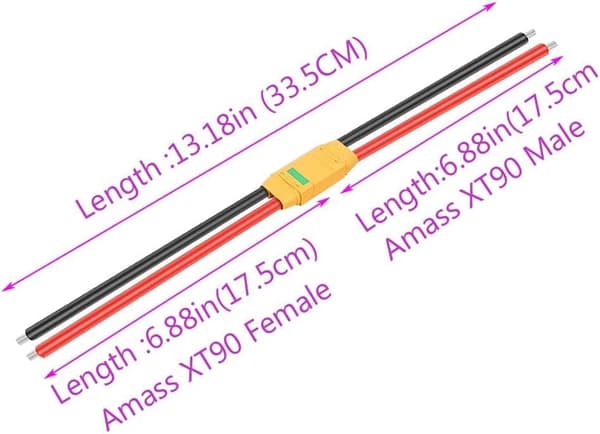 1 par XT90 honkontaktkontakt med 10AWG för skoterbatteri (1 par XT90 med 10AWG-kabel) - Tillbehör till Fjärrstyrda Leksaker kabel