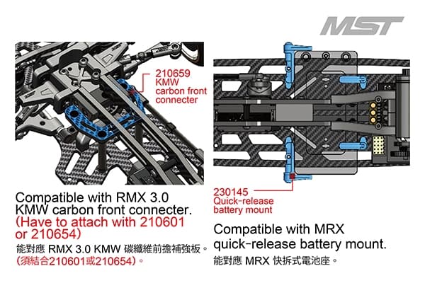 MST-210656 Chassis LW Flex Carbon Deck RMX/RRX