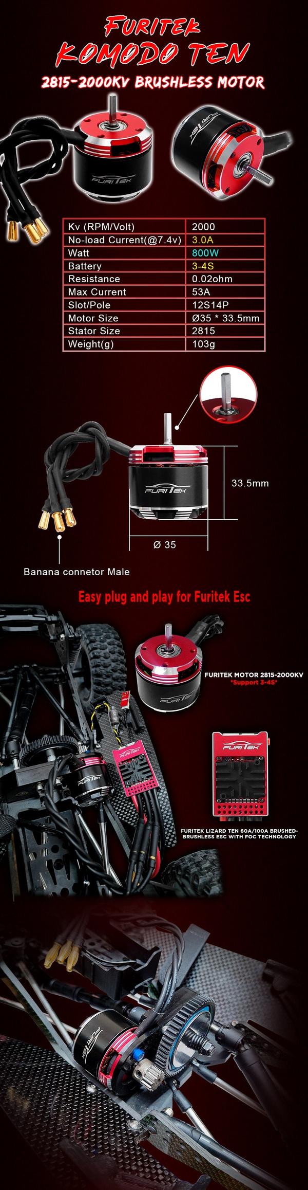 Furitek 2815 2000KV BL Outrunner Motor 3-4S