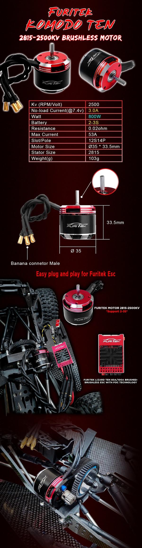 Furitek 2815 2500KV BL Outrunner Motor 2-3S