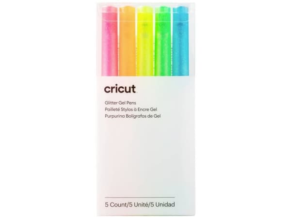 Cricut Glitter Gel Neon pens 5-pack (Pink, Orange, Yellow, Green, Blue)