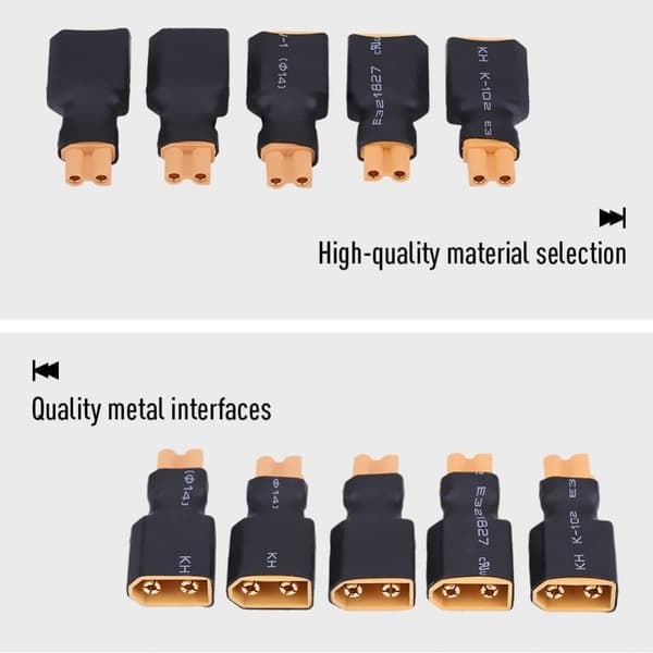 5 stk RC dronestik XT30 til XT60 (XT30 hun til XT60 stik) - tilbehør til fjernbetjening legetøj adapter plug konverter