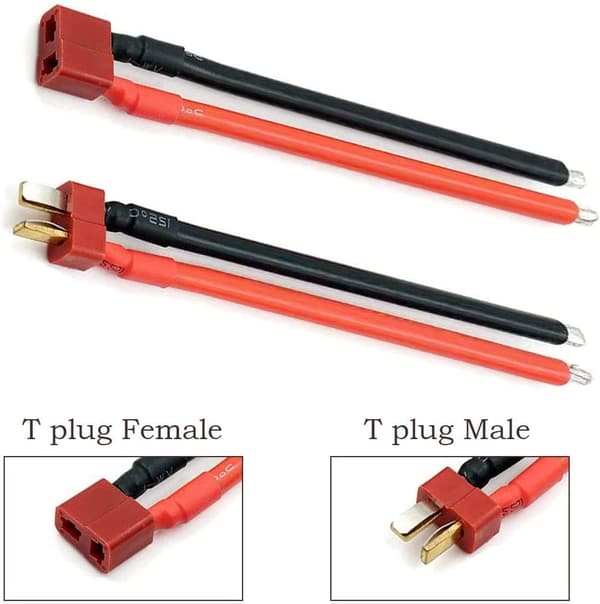3 stk 14AWG Deans Style T Plug hankontakt med RC-batterianslutningskabel - Tillbehör till Fjärrstyrda Leksaker trådkabel