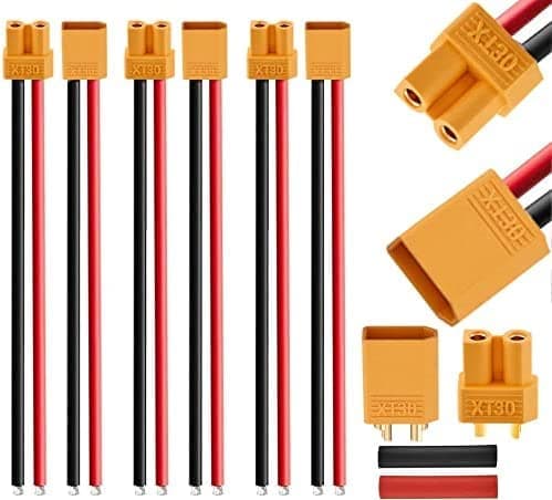 3 par XT30-stik, lipobatteristik, med silikonekabel 100mm 16AWG RC Lipo - tilbehør til fjernstyret legetøjskabel
