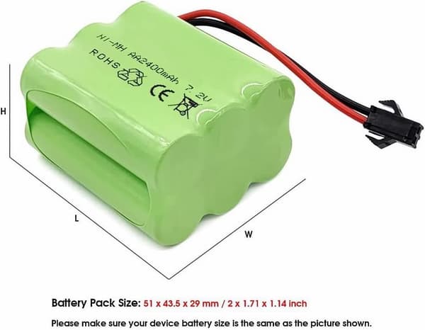 7.2V 2400mAh RC USB-latauskaapelilla ja 2P SM -liittimellä, RC-auton RC-säiliö RC-veneille - lisävarusteet kauko-ohjattaville leluille NiMH-akku