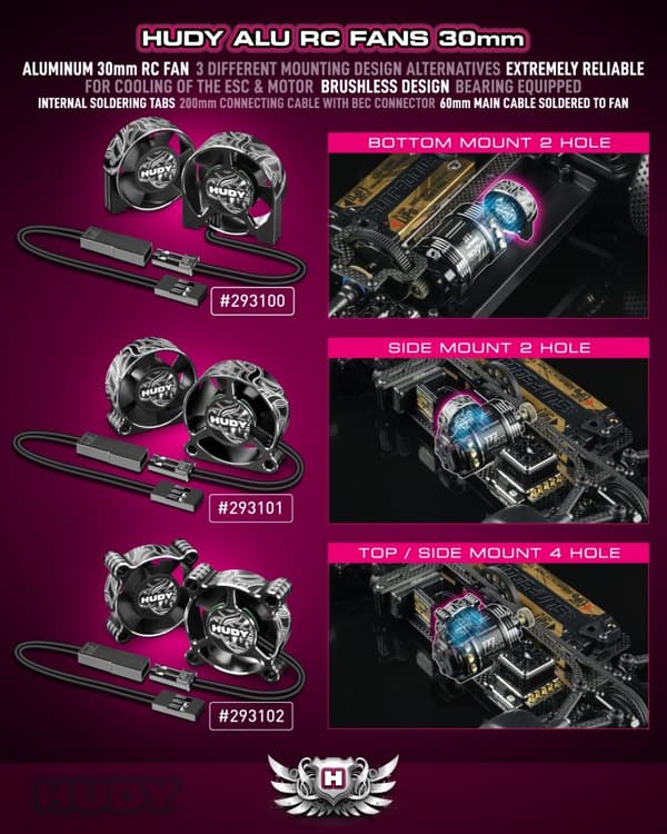 HY-293101 HUDY Alu Fläkt 30mm - Sidomontering 2 Hå