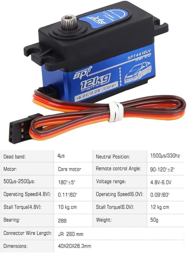 SPT 4412LV RC 12KG med växlar Lämplig för RC-biluppgraderingsdelar - Tillbehör till Fjärrstyrda Leksaker  Digital Servo Car