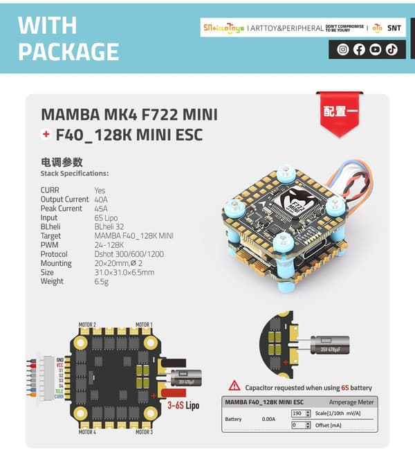 Diatone Mamba MK4 F722 Mini F40-128K Stack