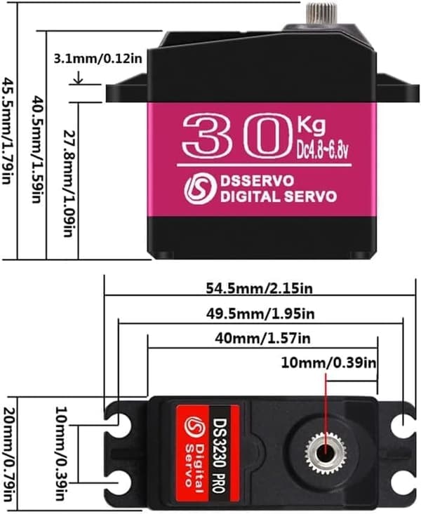 Dsservo DS3230 PRO 7.4V 30KG 25T nokka mallille 1/10 (180 astetta) - Lisävarusteet kauko-ohjattaville leluille digitaalinen servomoottori
