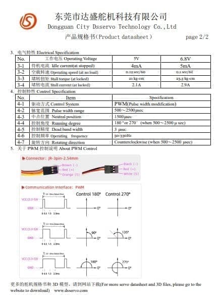 Dsservo DS3218 PRO 7.4V 20KG med 25T Cam för Model 1/10 (180 grader) -  Tillbehör till Fjärrstyrda Leksaker Digital Servomotor