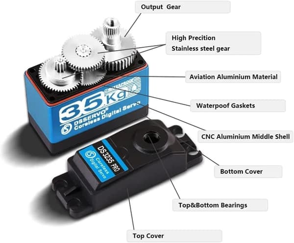 Dsservo DS3235 PRO 7.4V 35KG med 25T Cam för Model 1/10 (180 grader) - Tillbehör till Fjärrstyrda Leksaker Digital Coreless Servomotor