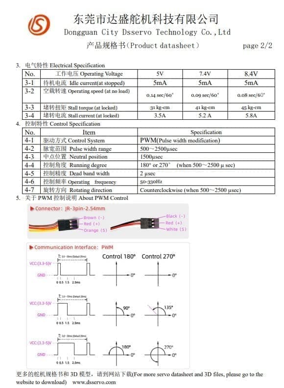 Dsservo DS3235 PRO 7.4V 35KG med 25T Cam för Model 1/10 (180 grader) - Tillbehör till Fjärrstyrda Leksaker Digital Coreless Servomotor