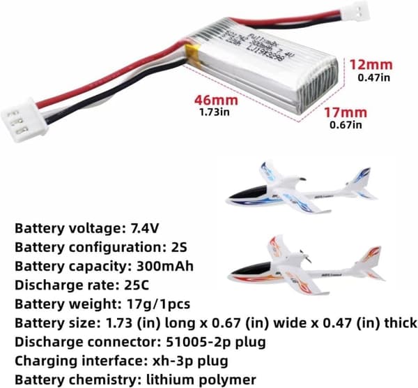 WLToys F959 F959S XK A600 A700 A800 A430 2kpl 7.4V 300mAh nopea RC-lentokonemallille - lisävarusteet kauko-ohjattaville leluille litiumparistot