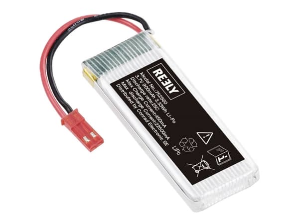 Reely Modelbyggeri-batteripakke (LiPo) 3,7 V 900 mAh Celletal: 1 25 C Softcase BEC