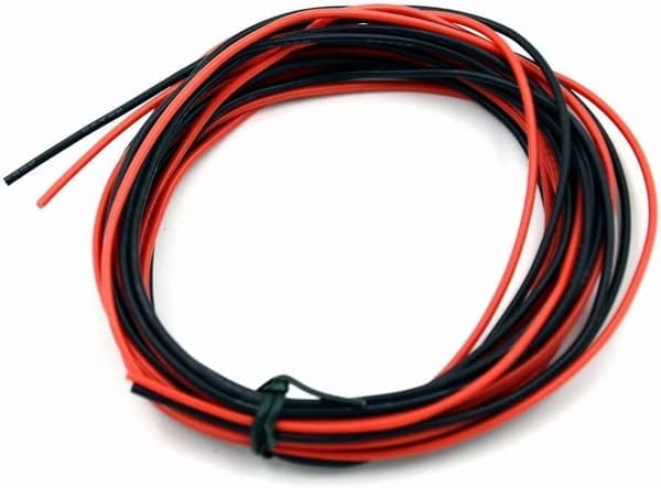 22 AWG fleksibel elektrisk ledning 5 meter [2,5 m sort og 2,5 m rød] dåse - tilbehør til fjernstyret legetøj silikone kabel