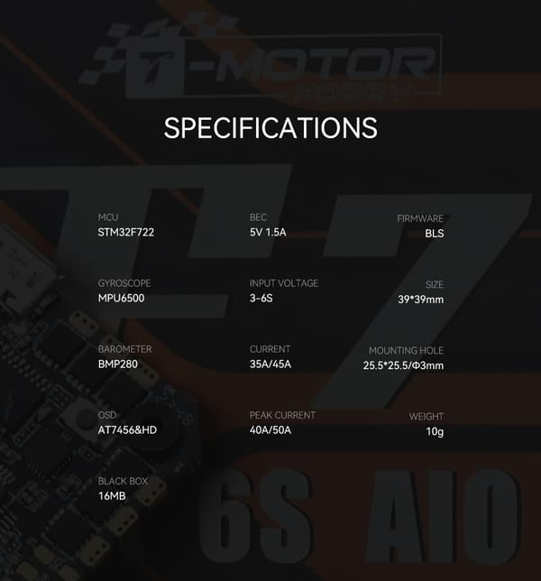 T-Motor F7 45A AIO Flight Controller og ESC