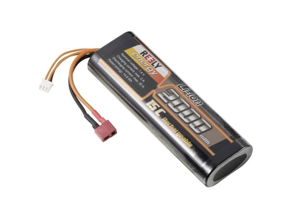Reely Modelleringssändare Batterier (Li-Ion) 7,4 V 2000 mAh Cellantal: 2 15 C T-kopplingssystem med hårt hölje