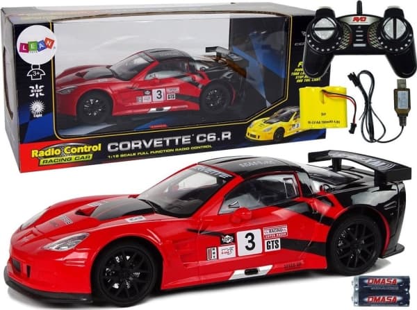 LeanToys Sportbilsracing R/C 1:18 Corvette C6.R Röd 2.4 G-ljus