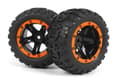 Miniatyrbillede 1 af 2: BLACKZON Slyder MT Wheels/Tires Assembled (Black/Orange)