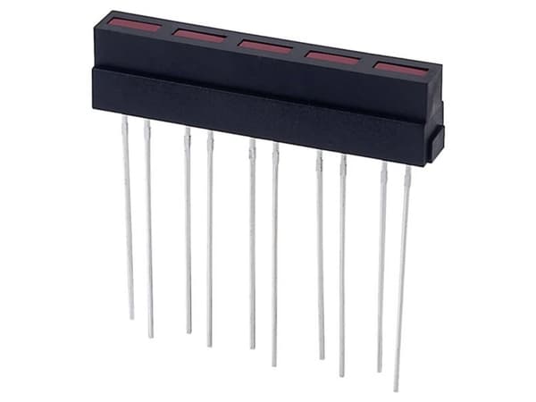 Kingbright L-133CB/5IDT LED-søjlediagram 5x Rød (L x B x H) 35 x 6.1 x 8.6 mm