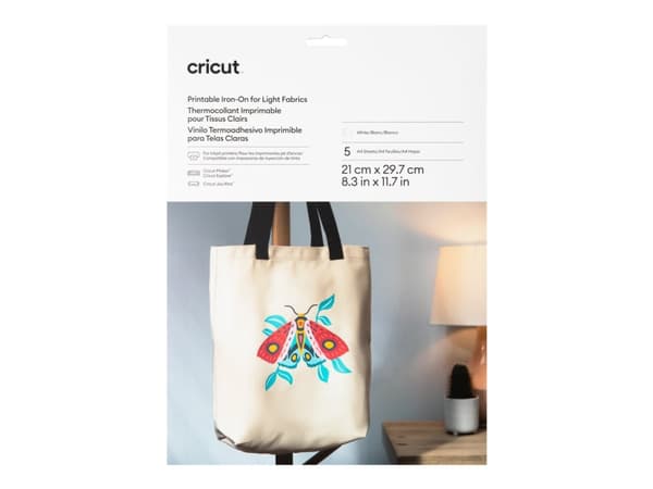Cricut Printable Iron-On för ljust tyg A4-folie Set Skärbredd 29,7 cm