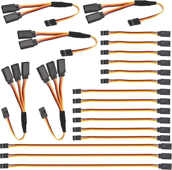 20 st RC Servo Set - JR 3-stifts hane till hona, 1 till 2/1 till 3 - Tillbehör till Fjärrstyrda Leksaker Förlängningskabel