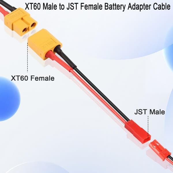Set 2 x XT60 Hona till JST hane, 22AWG, LiPo RC Batteriomvandlare XT60 Gränssnitt till JST-kontakt Laddningsadapterkabelsats