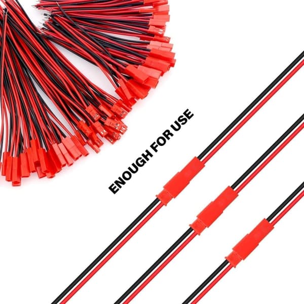 Sæt med 40 JST 22 AWG-stik, 2-polet han og hun, længde 10 cm 15 cm - perfekt til lysdioder, lamper, RC-batterier og legetøj Kabel