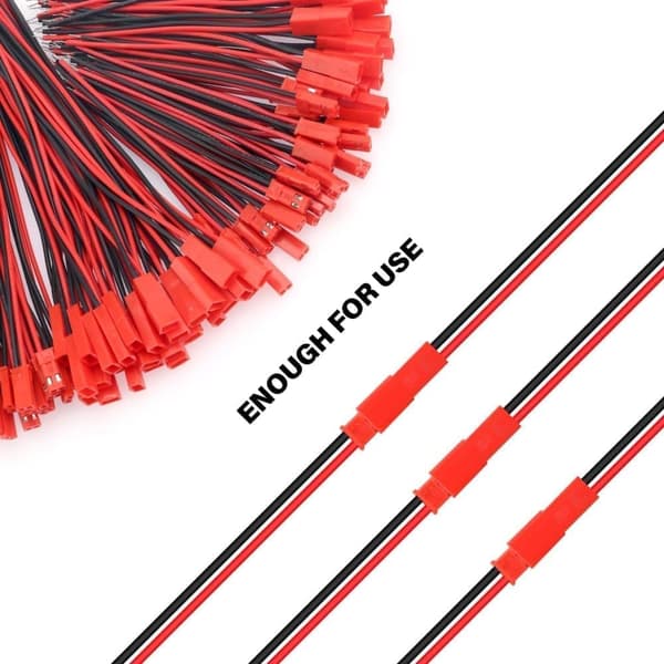 Sæt med 60 JST 22 AWG-stik, 2-polet han og hun, længde 10 cm 15 cm - perfekt til lysdioder, lamper, RC-batterier og legetøj Kabel