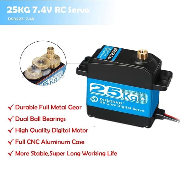 DSSERVO 2stk RC 25KG, 7.4V høj drejningsmoment digital motor med rustfrit stål gear 180 ° servostyring