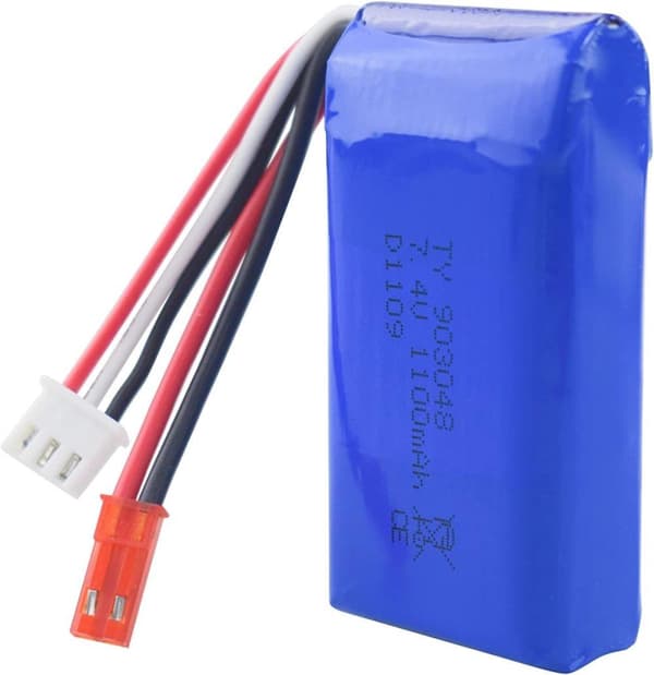 Wltoys Kit med 2 x 7.4V 1100mAh med laddare - Kompatibel med WLtoys A949, A959, A969, A979, K929, V912, V913, L959 litiumbatterier