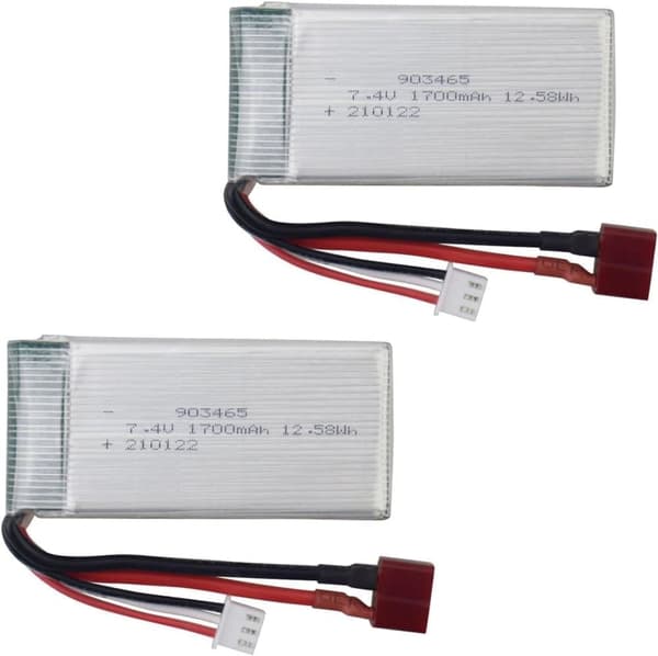 Yunque 2st 7.4V 1700mAh litiumbatterier kompatibla med 4WD höghastighets RC-bil - modeller 9200 / 9200E / 200E / 9202E / 9203E / 9204E / 9205E