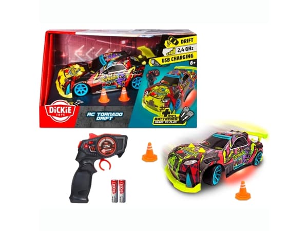 Dickie Toys 201104007 Tornado Drift 1:24 RC-modelbil, begyndermodel Elektronik Drift Firehjulstræk (4WD)