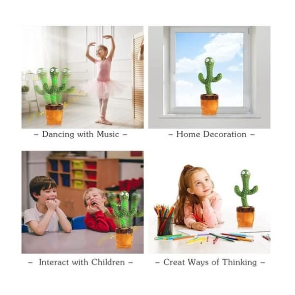 Dancing Plush Cactus - KAWAII - Singing 120+Dancing+Recording+Lighting - Green and Brown