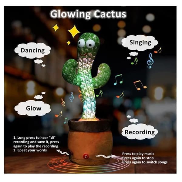 Cactus Plysch, Barn som sjunger och dansar Cactus, Electronic Cactus Plyschleksak, Lär dig att tala och dansa 120 låtar,
