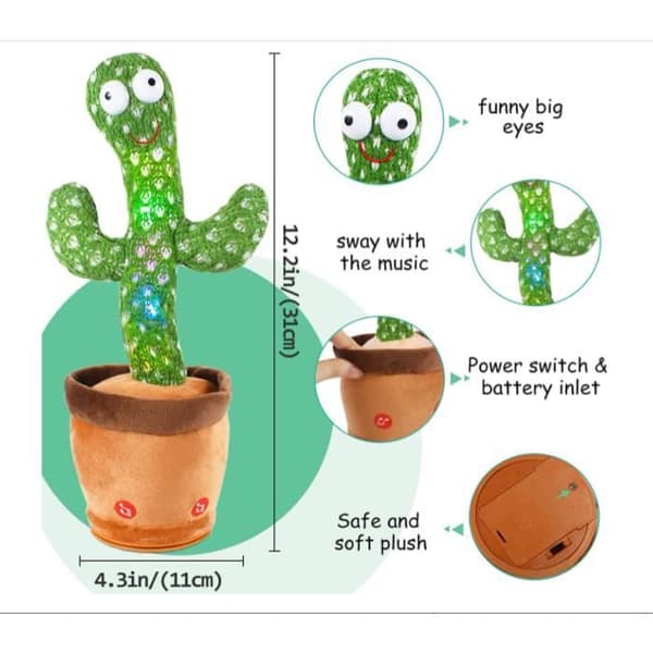 Cactus Plyschleksaker - Sång och dans - 120 sånger - Elektronisk plyschleksak