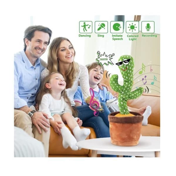 KAWAII Dancing Plysh Cactus - Musikleksak och dekoration för barn och vuxna - grön och brun