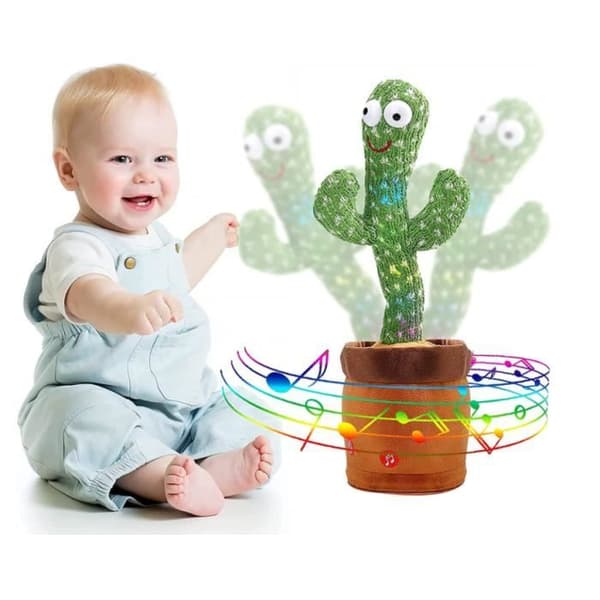 KAWAII Dancing Plysh Cactus - Musikleksak och dekoration för barn och vuxna - grön och brun