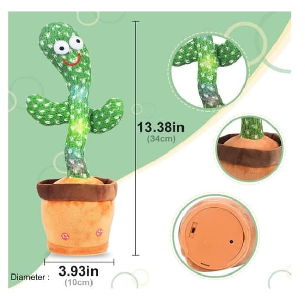 Cactus plyschleksaker, sjungande och dansande kaktus för barn, elektronisk kaktus plyschleksak kan spela in,