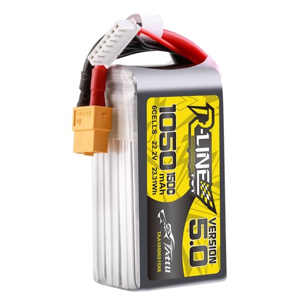 6s 1050mAh -150C- Gens Ace Tattu R-Line 5.0 XT60
