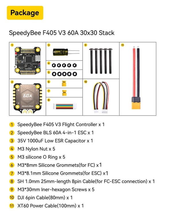 SpeedyBee Stack F405 V3 60A 3-6S FC Stack