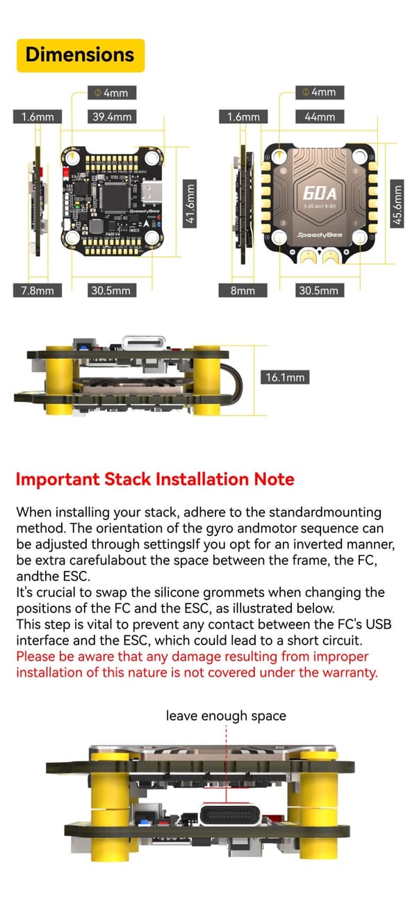 SpeedyBee Stack F405 V4 60A 3-6S FC Stack