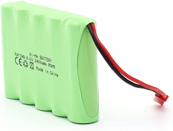 Yunique 6V 2400mAh RC-akku, Ni-MH AA ladattava akku, JST-liittimellä, RC-autolle, RC-veneelle, RC-säiliölle, sähkötyökalulle | Mitat: 52x72x15mm